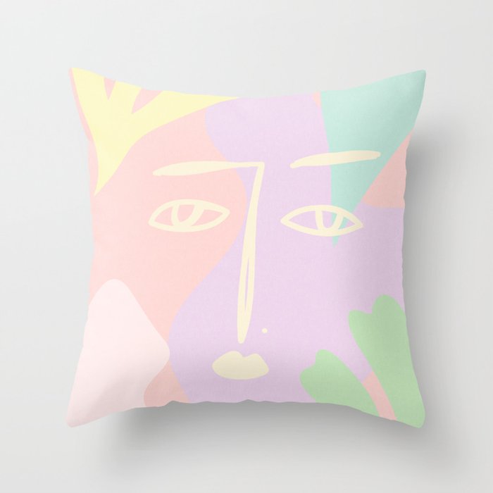Henri matisse curves, Exhibition wall art, Leaf abstract, Face Drawing Throw Pillow