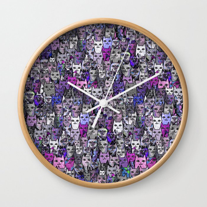 Ultraviolet Gemstone Cats Wall Clock