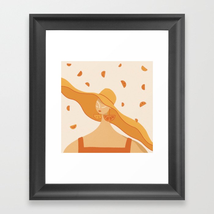 Girl with Orange Earrings Framed Art Print