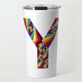 capital letter Y with rainbow colors and spiral effect Travel Mug