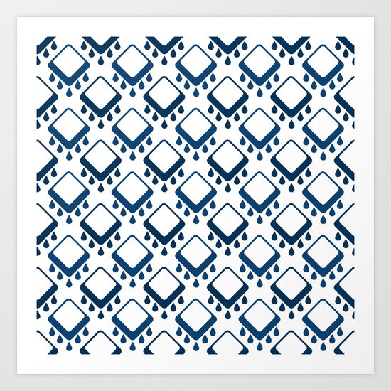 Abstract colorful geometric pattern .Blue and white . Art Print