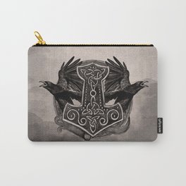 Mjolnir The hammer of Thor and ravens Carry-All Pouch
