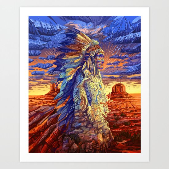 native american colorful portrait Art Print