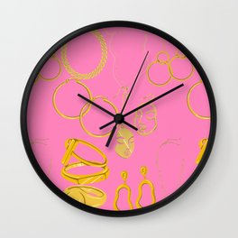 Hold My chain Wall Clock | Pink, Bracelet, Fabric, Goldchain, Earrings, Jewelryprint, Gold, Necklace, Jewelry, Jewelrybox 