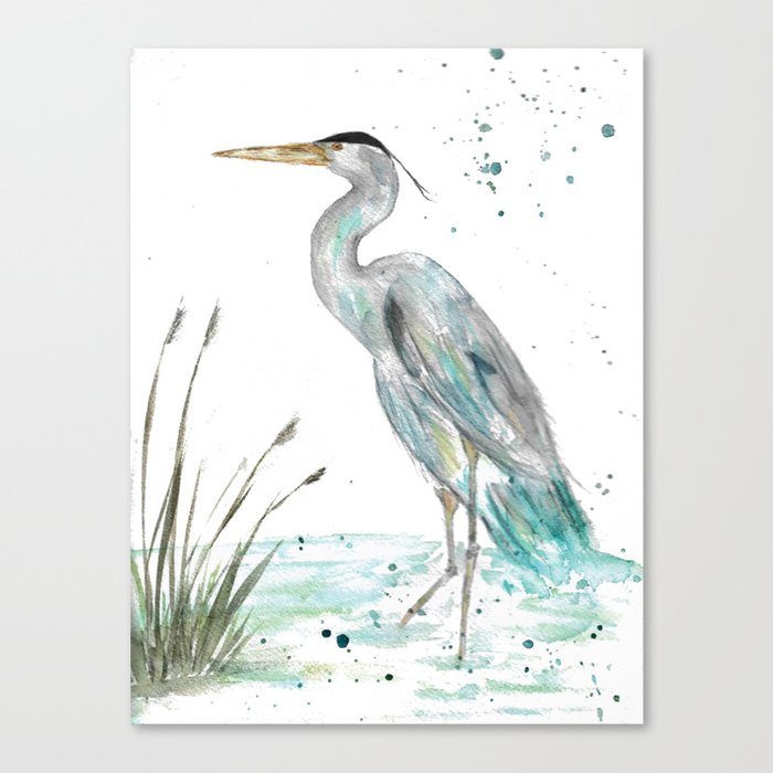 Heron in the Marsh Canvas Print