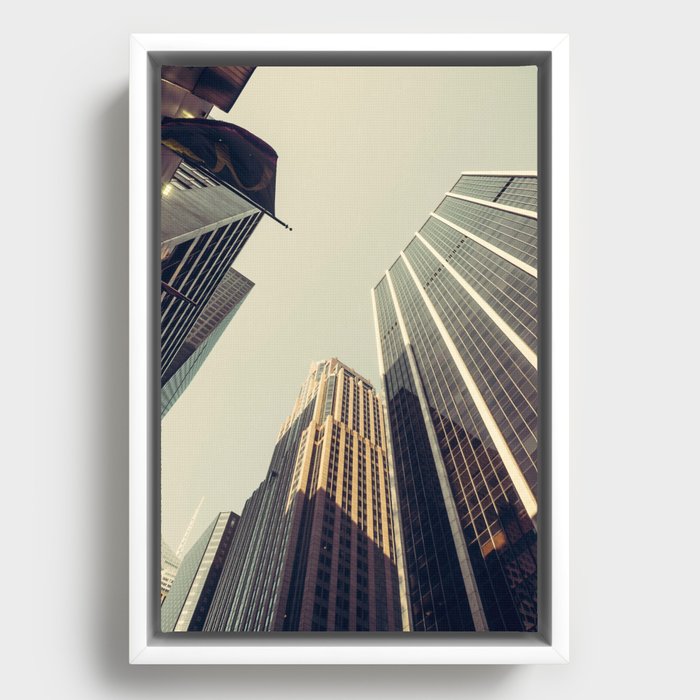 Walking with Skyscrapers Framed Canvas