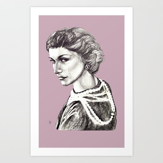 Coco portrait with pearls Art Print