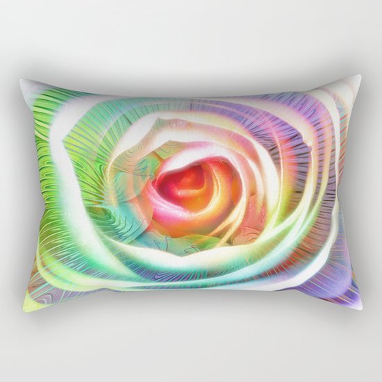Rainbow Rose & Fractal Rectangular Pillow