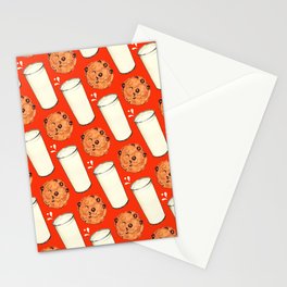 Milk & Cookies Pattern - Red Stationery Card