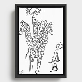 Giraffe Hydra - Black and White Framed Canvas