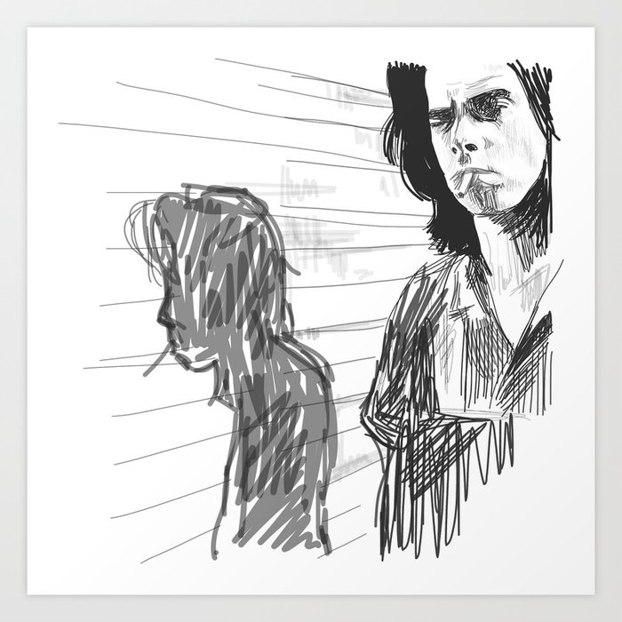 nick cave black and white clipart