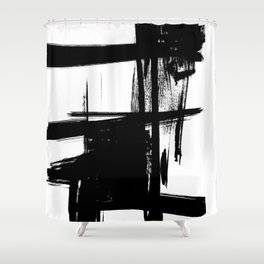 Black Brush Strokes Modern Minimalist Abstract Painting Art, nr 12 Shower Curtain