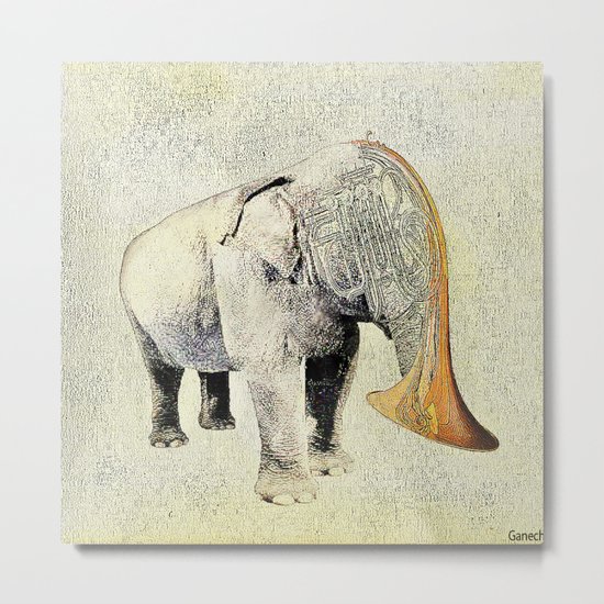 the elephant musician Metal Print