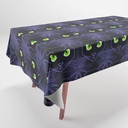 Modern Black Cats Periwinkle Outline Tablecloth