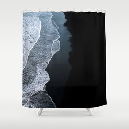 Minimalist Waves on a black sand beach in Iceland – Landscape Photography Shower Curtain