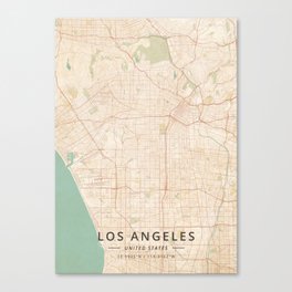 Los Angeles, United States - Vintage Map Canvas Print