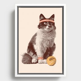 Tennis Cat Framed Canvas