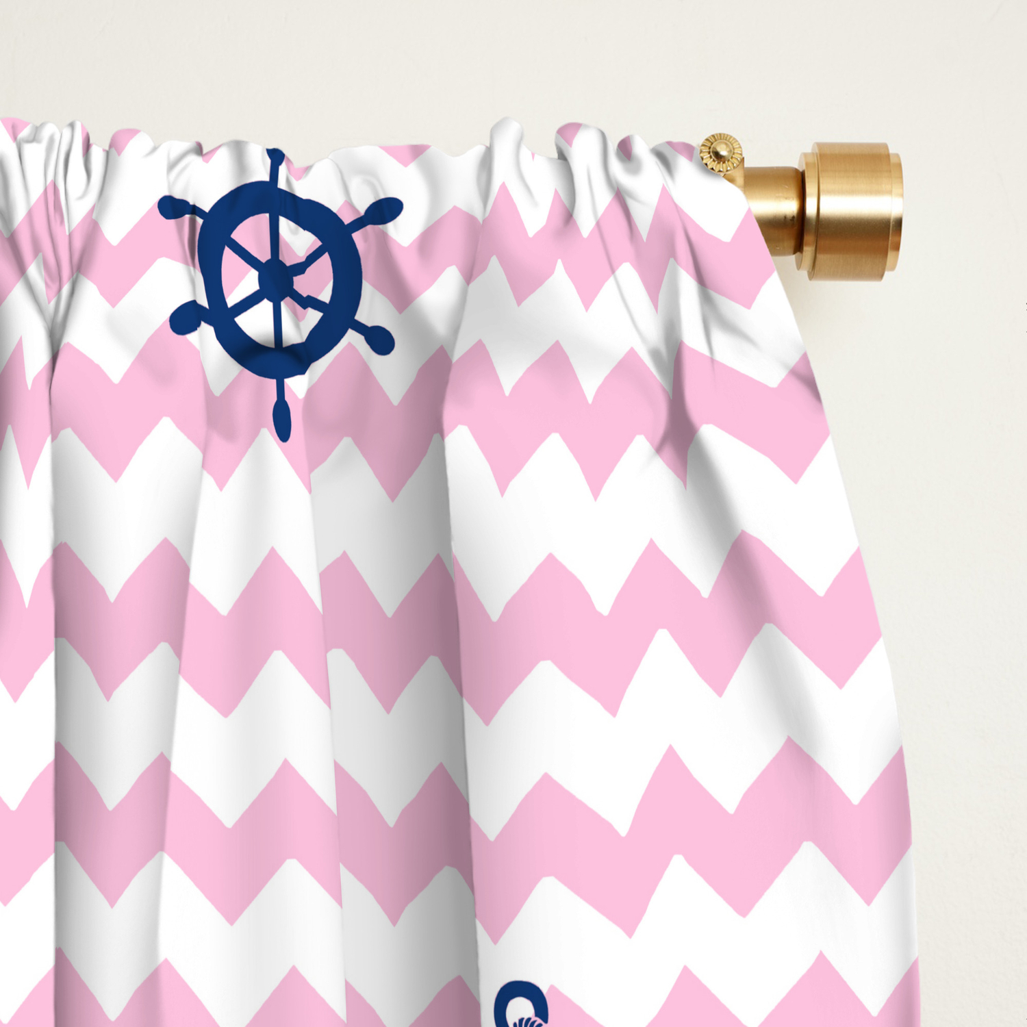 Nautical Navy Blue Pink Chevron Baby Nursery Blackout Curtain By Decampstudios Nautical Navy Blue Pink Chevron Baby Nursery Blackout Curtain By Decampstudios