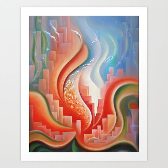 Hibiscus City Art Print