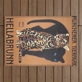 1912 Munich Zoo Blue-Eyed Leopold Vintage Advertising Poster Outdoor Rug