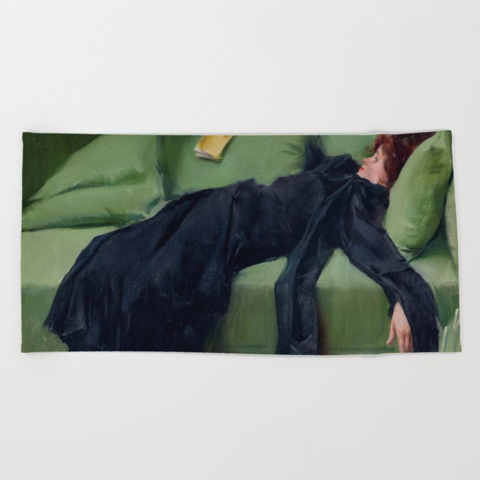 Decadent Young Woman after the Dance Beach Towel