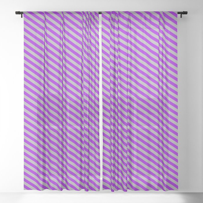 Dark Gray and Dark Violet Colored Striped/Lined Pattern Sheer Curtain