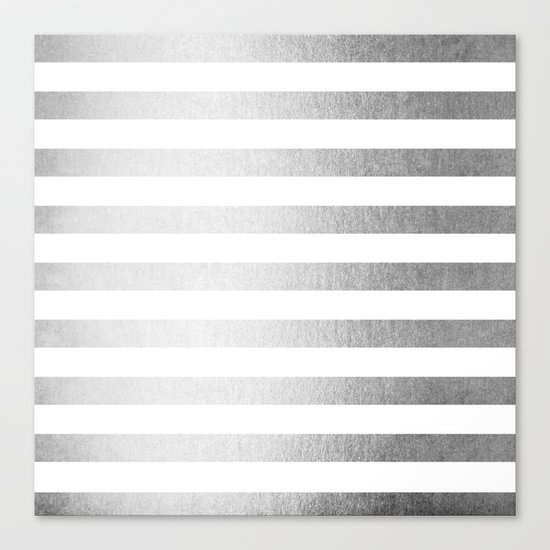 Simply Striped Moonlight Silver Canvas Print