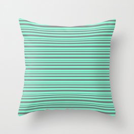 [ Thumbnail: Grey and Aquamarine Colored Striped/Lined Pattern Throw Pillow ]