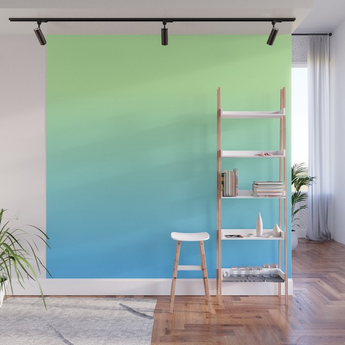 OMBRE BLUE & LIME PASTEL COLOR  Wall Mural