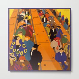 London Subway Metal Print | Graphicdesign, Commuting, Commute, Subway, Stairs, Escalator, Vintage, Colorful, People, Busy 