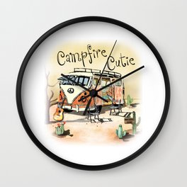 Campfire Cutie Vintage Camping Wall Clock