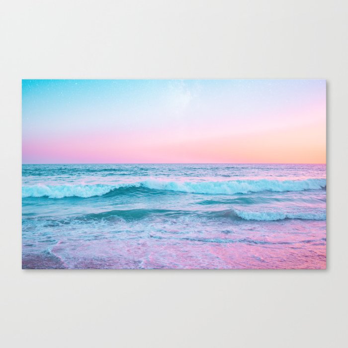 Candy Waves | Pastel Ocean Shoreline off Coast of California  Canvas Print