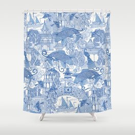 chinoiserie toile blue Shower Curtain