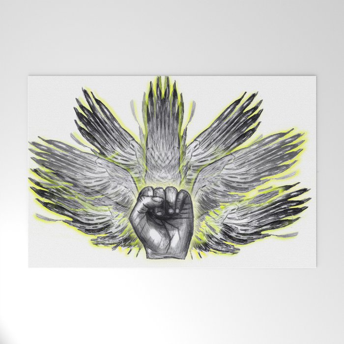 surreal winged hand mystical Feathered animal  Welcome Mat