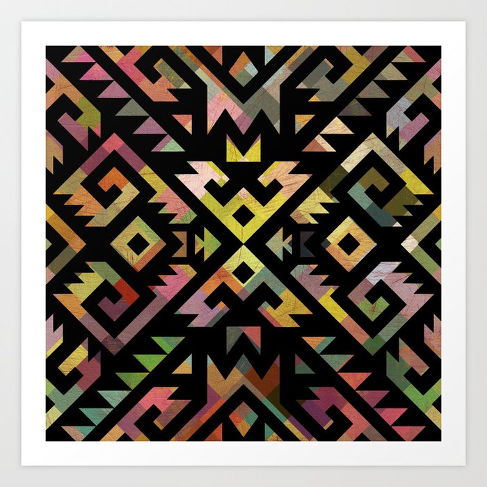 Aztec pattern tribal Art Print
