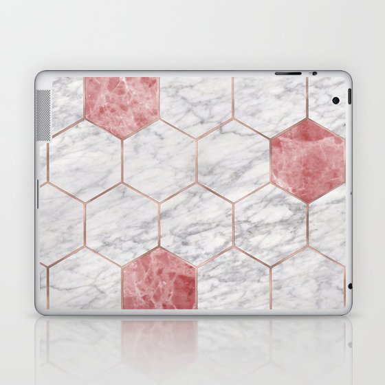 Rosa marble hexagons Laptop & iPad Skin