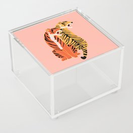 Two tigers, pink background Acrylic Box