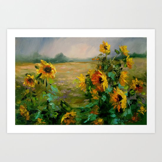 Sunflowers in a field Art Print
