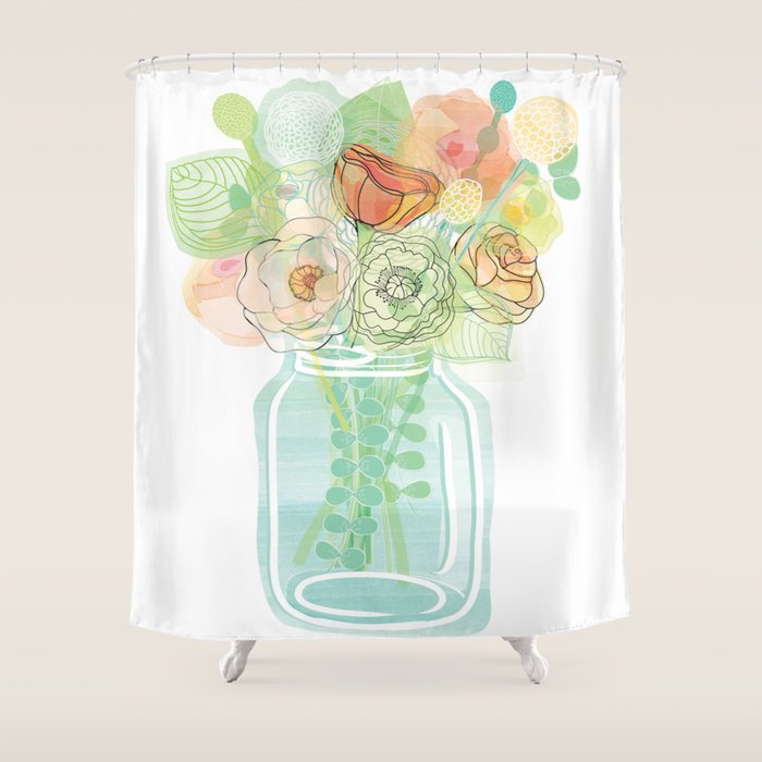Mason Jar Flowers Shower Curtain By Sunnyspotstudio Society6