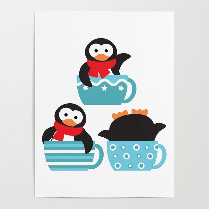Trio coffee penguins 2 Poster