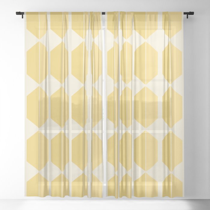 Hexagonal Pattern - Golden Spell Sheer Curtain by colour poems | Society6