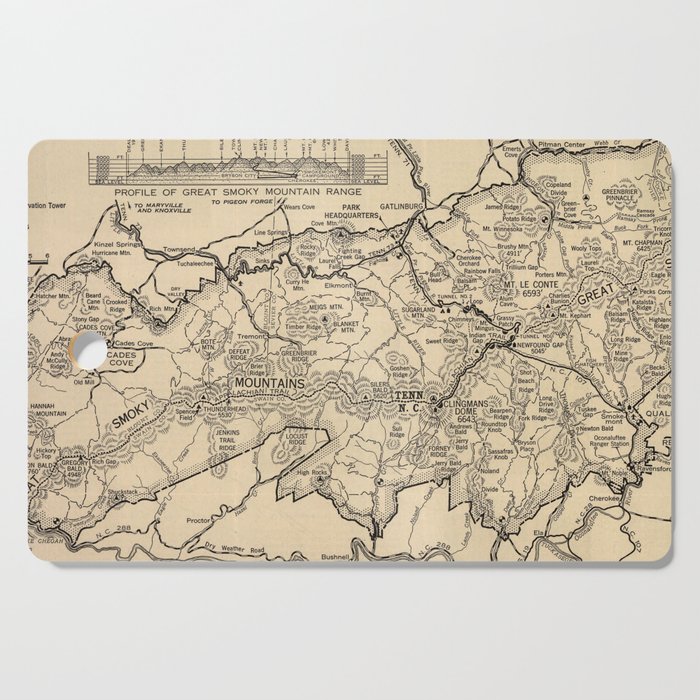 Vintage Great Smoky Mountains National Park Map (1941) Cutting Board