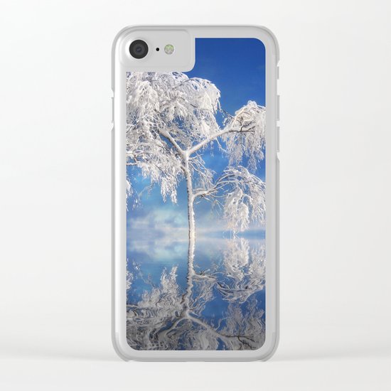 Snowy Winter Tree Clear iPhone Case