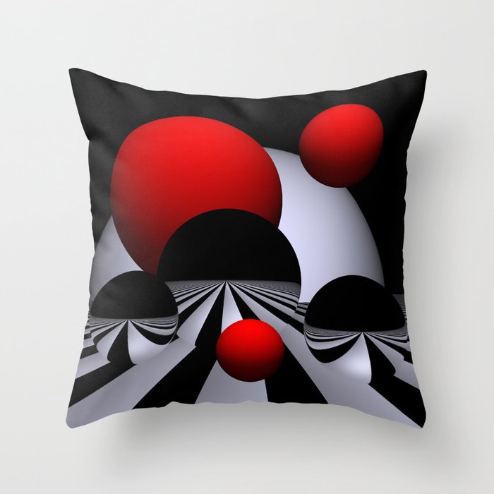 red and white and black -251- Throw Pillow