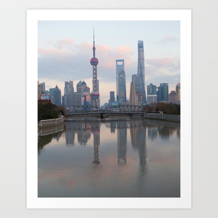 Shanghai skyline with Waibaidu Art Print