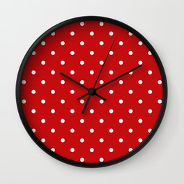 Red And White Polka Dot Pattern Wall Clock