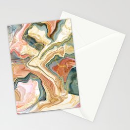 Marbled Blue and Rose with Gold Stationery Card