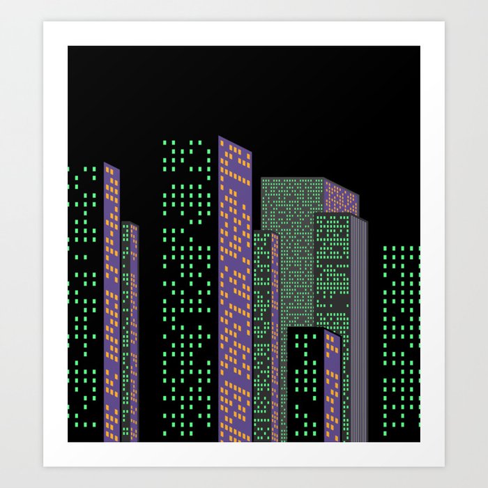 City Skyline at Night Art Print