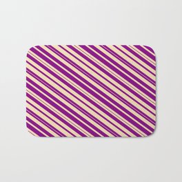 [ Thumbnail: Purple & Tan Colored Lines/Stripes Pattern Bath Mat ]