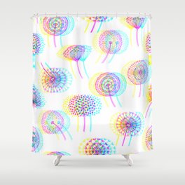 Black and White Dandelions with RGB split Shower Curtain